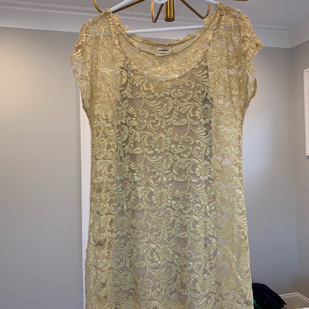 Gold patterned mini dress